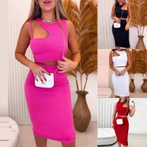Sexy Two-piece Set Consist of Cutout Crop Top and Pencil Skirt