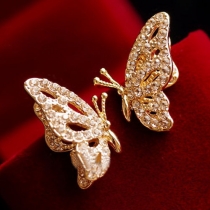 Fashion Rhinestone Butterfly Shaped Stud Earrings