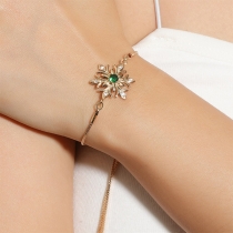Fashion Floral Rhinestone Adjustable Bracelet