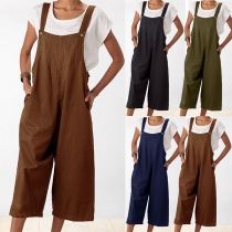 Casual Solid Color Loose Jumpsuit