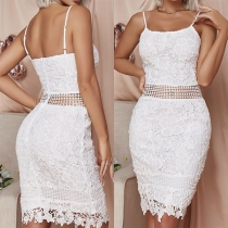 Sexy Hollow Out Lace Bodycon Slip Dress