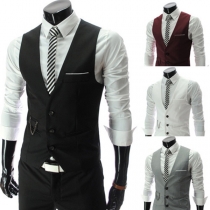 Fashion Formal Wear Solid Color Buttoned Vest for Men