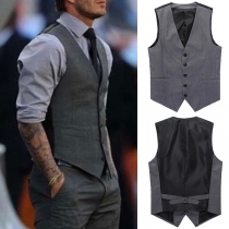 Fashion Solid Color Buttoned Suit Vest for Men