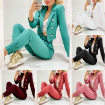 Fashion Two-piece Suit Set Consist of Double Breasted Blazer and Pants