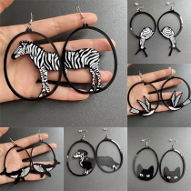 Street Fashion O-shaped Irregular Animal Pendant Earrings