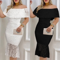 Fashion Ruffled Off-the-shoulder Fishtail Party Dress