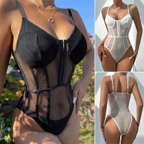 Sexy Semi-through Mesh Net Lingerie Bodysuit