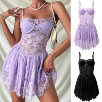 Sexy Semi-through Lace Spliced  Push-up Lingerie Nightwear Dress/Dancing Dress