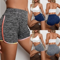 Fashion Contrast Color Striped Slim Fit Sports Shorts for Women