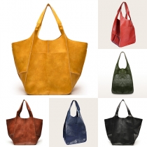 Simple Solid Color Artificial Leather PU Tote Bag