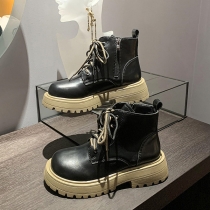 Fashion Artificial Leather Lace-up Martin Boots