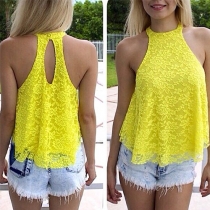 Fashion Halter-style Hollow Out Lace Tops
