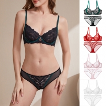 Sexy Lace Spliced Push-up Two-piece Lingerie Set