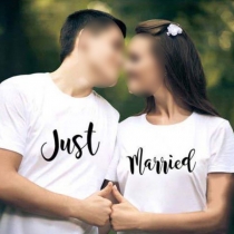 Just Married Printed Shirt for Couple
