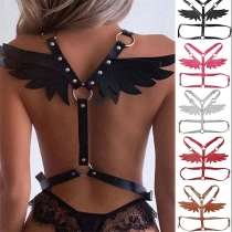 Sexy Artificial Leather Angel Wing Suspender Belt