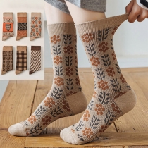 Vintage British Style Printed Knitted Socks