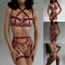 Sexy Butterfly Cross-criss Cut Out Five-Piece Lingerie Set