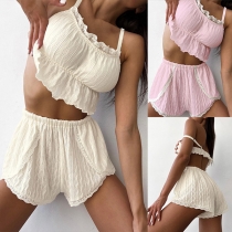 Sexy Lace Spliced Two-piece Nightwear Set