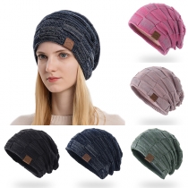Fashion Warm Contrast Color Knitted Beanie for Women