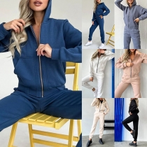 Street Fashion Sporty Two-piece Set Consist of Hooded Jacket and Sweatpants