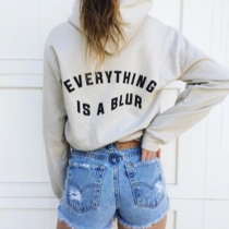 EVERYTHING IS A BLUR-Letter Printed Long Sleeve Hoodie Sweatshirt