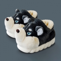 Cute Cartoon Husky Dogs Shape Plush Lined Warm Slipper/Slip-on Shoes for Winter