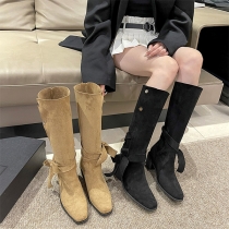 Fashion Self-tie Block Heeled Boots