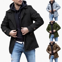 Fashion Solid Color Long Sleeve Windbreaker Jacket for Men