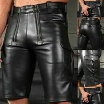 Street Fashion Artificial Leather PU Shorts for Men