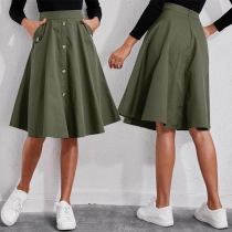 Street Fashion High-rise Buttoned Skirt