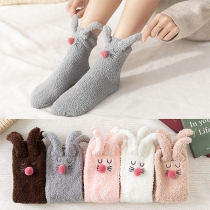 Cute Warm Coral Fleece Rabbit Earring Socks/Floor Socks/Indoor Socks
