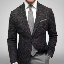 Fashion Lapel Long Sleeve Ruffle Blazer for Men