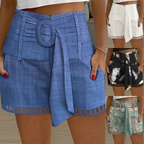 Street Fashion Hollow Out Self-tie Shorts