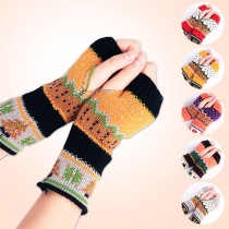 Vintage  Contrast Color Knitted Mitten/Glove for Christmas