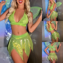 Sexy Lingerie/Cosplay Three-piece Set Consist of Bra, Butterfly Wing and Irregular Hemline Skirt