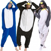 Fashion Cartoon Penguin Hooded Pajamas Jumpsuit