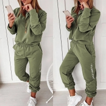Casual FLAWLESS- Letter Printed Two-piece Set Consist of Sweatshirt and Sweatpants