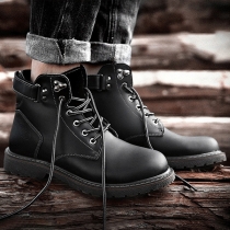 Vintage Lace-up Artificial Leather PU Ankle Boots for Men