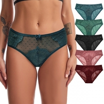 Sexy Lace Spliced Semi-through Low-rise Panties