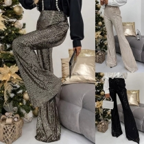 Street Fashion Bling-bling Sequined Wide-leg Pants
