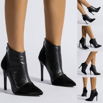 Street Fashion Pointed-toe High-heeled Ankle Boots