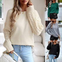 Casual Round Neck Long Sleeve Knitted Sweater