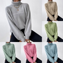 Casual Solid Color Turtleneck Long Sleeve Knitted Sweater