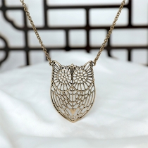 Vintage Hollowout Owl Pendant Necklace