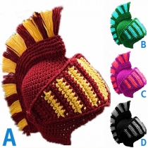 Chic Cute Tassel Contrast Color Knitted Knight Hat