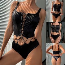 Sexy Lace-up Detachable Lingerie Set/One-piece Lingerie Bodysuit