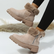 Fashion Anti-slip Warm Plush Lined Side Zipper Snow Boots