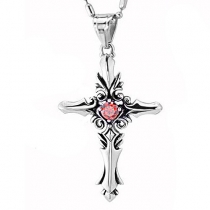 Retro Style Rhinestone Cross Pendant Necklace