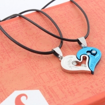 Romantic Rhinestone Heart-shaped Pendant Lover Necklace