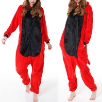 Fashion Contrast Color Dinosaur Plush Hooded Pajamas